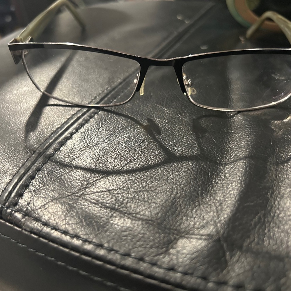 Men's Rectangular Black and Silver Metal Frame Glasses - Picture 10 of 11